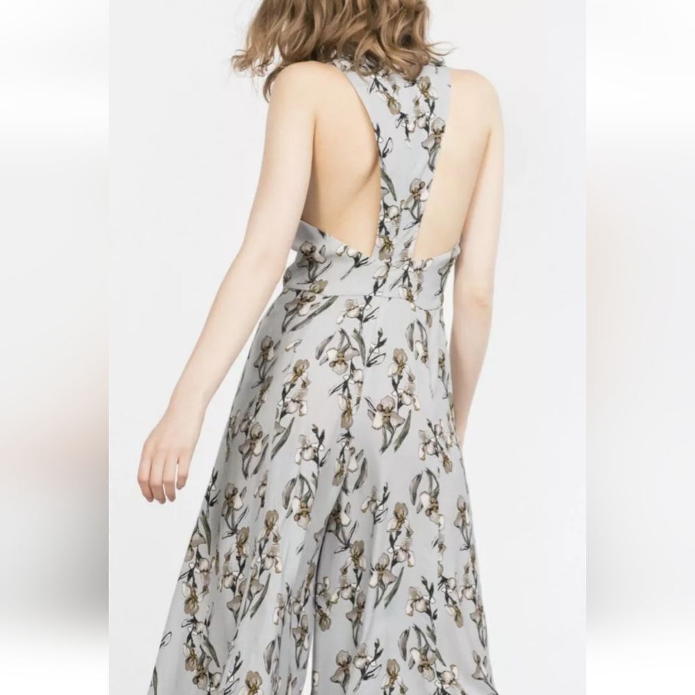 Zara lavender blue floral  jumpsuit size M